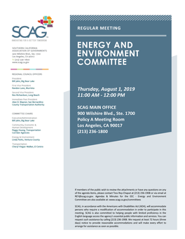 Energy and Environment Committee August 1, 2019 Full Agenda Packet