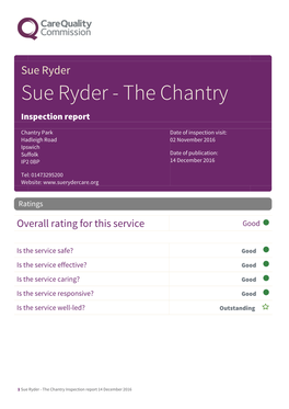 Sue Ryder Sue Ryder - the Chantry Inspection Report