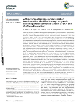 A Thiocyanopalladation/Carbocyclization Transformation Identified Through Enzymatic Screening