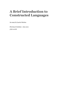 A Brief Introduction to Constructed Languages