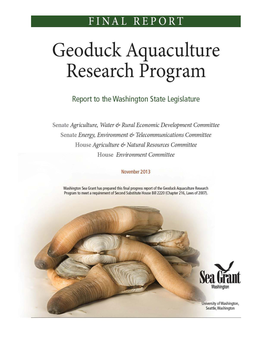 Geoduck Aquaculture Research Program (GARP)