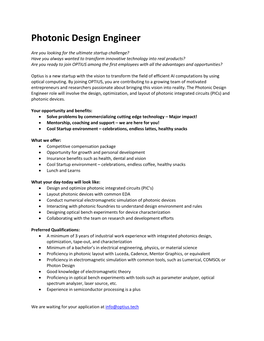 Photonic Design Engineer