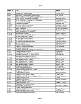 Library BGOP ID Title Author B090 the Abcs of Blacksmithing Fridolin