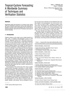 Tropical-Cyclone Forecasting: a Worldwide Summary of Techniques