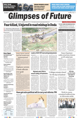 Four Killed, 5 Injured in Road Mishap in Doda in Mishap Road in Injured 5 Killed, Four D Dsrc Today