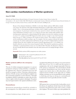 Non-Cardiac Manifestations of Marfan Syndrome