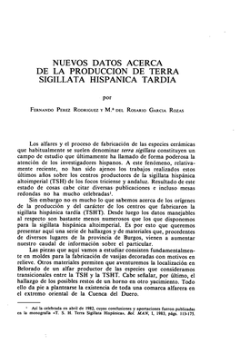 Nuevos Datos Acerca De La Produccion De Terra Sigillata Hispanica Tardia