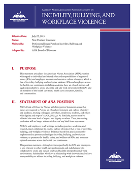 Incivility, Bullying, and Workplace Violence