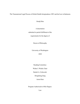 The Transnational Legal Process of Global Health Jurisprudence: HIV and the Law in Indonesia