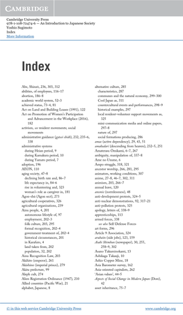 Cambridge University Press 978-1-108-72474-6 — an Introduction to Japanese Society Yoshio Sugimoto Index More Information