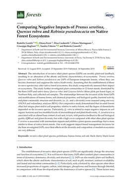 Comparing Negative Impacts of Prunus Serotina, Quercus Rubra and Robinia Pseudoacacia on Native Forest Ecosystems