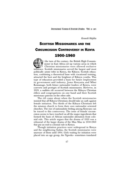 Scottish Missionaries and the Circumcision Controversy in Kenya 1900-1960