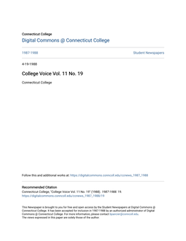 College Voice Vol. 11 No. 19