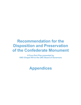 Recommendation for the Disposition and Preservation of the Confederate Monument