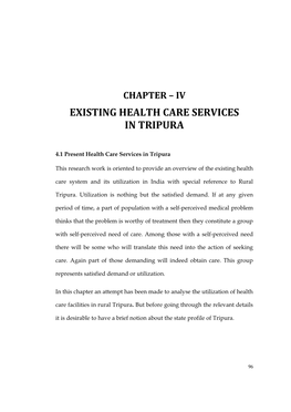 Existing Health Care Services in Tripura