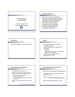 Benzodiazepines in Chronic Pain Why the Interest?