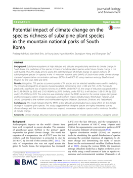 Potential Impact of Climate Change