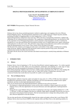 Digital Photogrammetry, Developments at Ordnance Survey