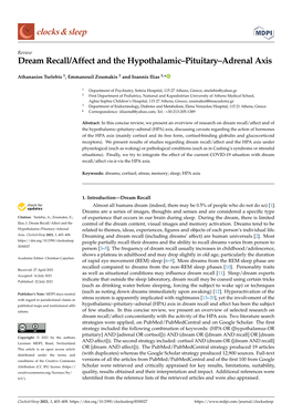 Dream Recall/Affect and the Hypothalamic–Pituitary–Adrenal Axis