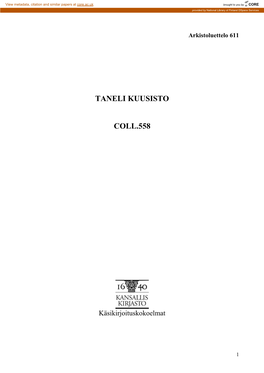 TANELI KUUSISTO, Säveltäjä (1905-1988) COLL.558