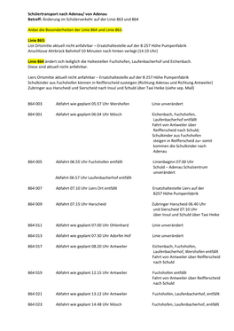 Änderung Im Schülerverkehr Auf Der Linie 863 Und 864 Anbei Die