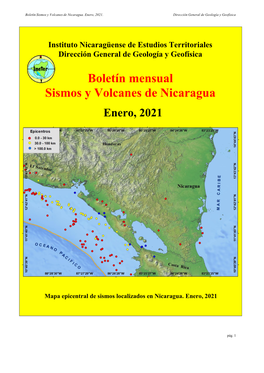 Boletín Mensual Sismos Y Volcanes De Nicaragua Enero, 2021