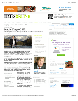 Eunoia: the Good Bök - Times Online 21/11/08 5:14 PM