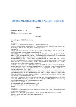 EUROPEAN ATHLETICS 2016-17 Results Issue N.25