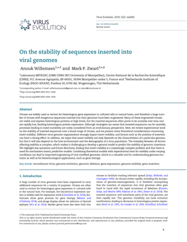 On the Stability of Sequences Inserted Into Viral Genomes Anouk Willemsen1,*,† and Mark P