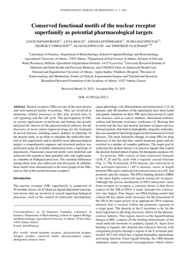 Conserved Functional Motifs of the Nuclear Receptor Superfamily As Potential Pharmacological Targets