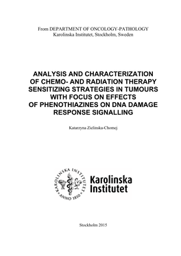 And Radiation Therapy Sensitizing Strategies in Tumours with Focus on Effects of Phenothiazines on Dna Damage Response Signalling