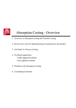 Absorption Costing - Overview