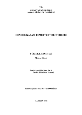 Hendek Kazasi Temettuat Defterleri