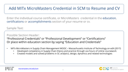 Add Mitx Credentials to Resume and Linkedin.Pptx