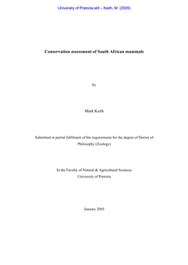 Conservation Assessment of South African Mammals