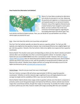 How Practical Are Alternative Fuel Vehicles?