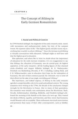 The Concept of Bildung in Early German Romanticism