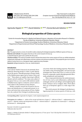 Biological Properties of Cistus Species