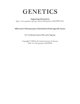 Silkworm Z Chromosome Is Enriched in Testis-Specific Genes