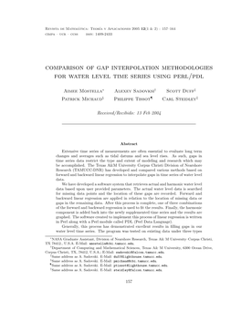 Comparison of Gap Interpolation Methodologies for Water Level Time Series Using Perl/Pdl