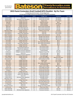 2015 Panini Contenders Draft Football HITS Checklist