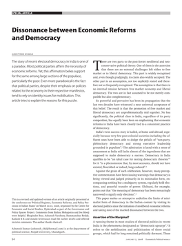 Dissonance Between Economic Reforms and Democracy