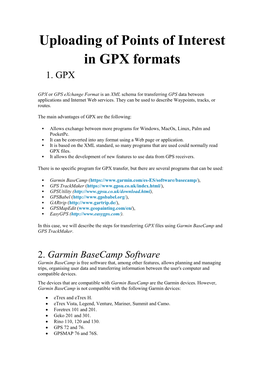 Uploading of Points of Interest in GPX Formats 1