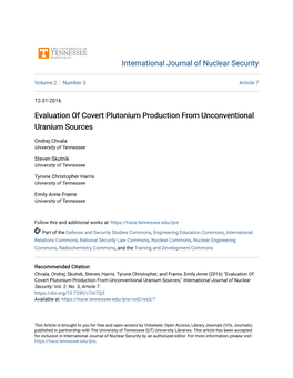Evaluation of Covert Plutonium Production from Unconventional Uranium Sources