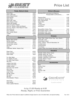 Price List Best Cleaners 03-18.Xlsx