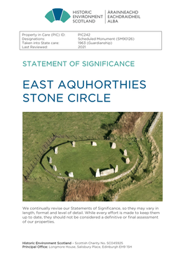 East Aquhorthies Stone Circle Statement of Significance