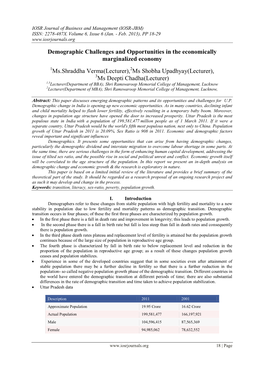 Demographic Challenges and Opportunities in the Context of U