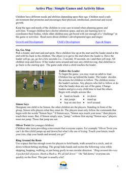 Active Play: Simple Games and Activity Ideas