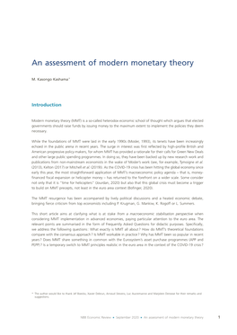 An Assessment of Modern Monetary Theory