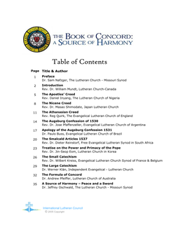 Table of Contents